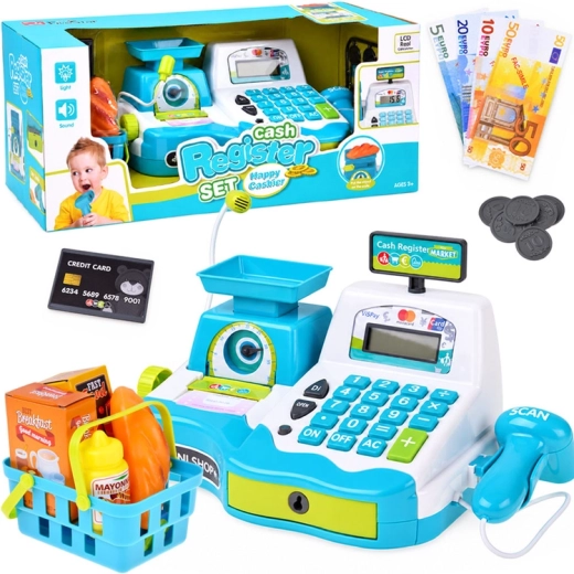 Registratore di cassa interattivo per bambini con scanner, bilancia e accessori