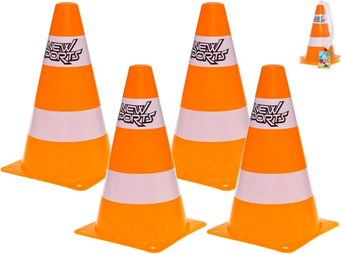 Set di coni stradali in plastica 24 cm (4 pezzi)