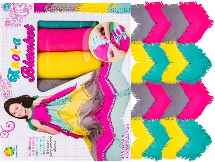 Kit creativo DIY per coperta patchwork in pile (knot-a blanket)