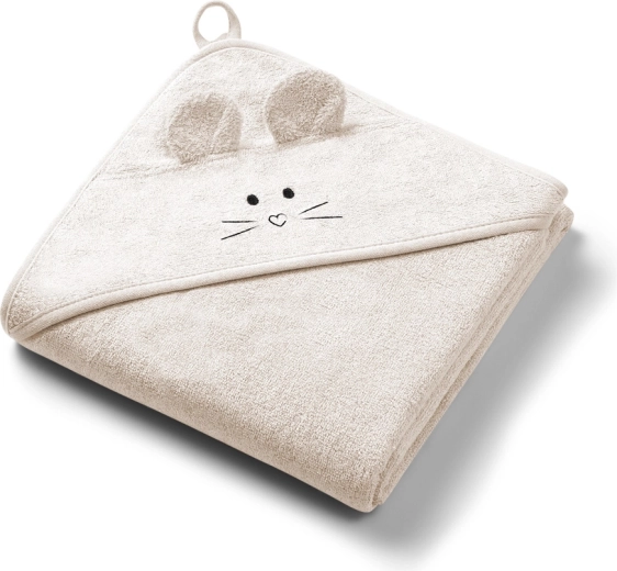 Babyono asciugamano in bambù con cappuccio super soft light beige 100 x 100 cm