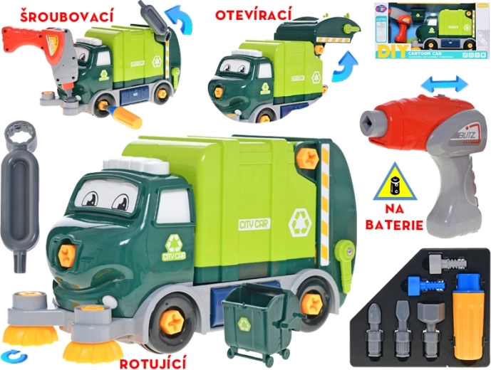 Camion dei rifiuti montabile con trapano a batteria 31 cm