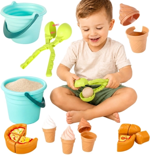Set da sabbia Woopie fabbrica di gelati 2 in 1, 15 pezzi