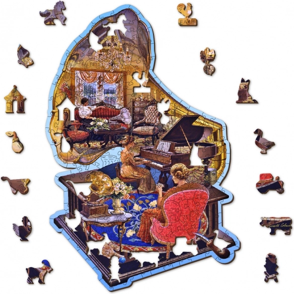 Puzzle in legno Giradischi accogliente – 250 pezzi, eco-friendly