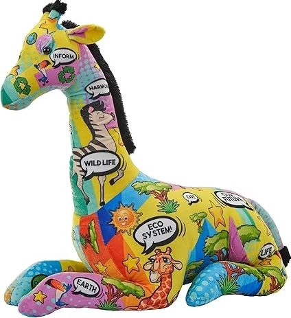 Giraffa di peluche con messaggio ecologico 76 cm