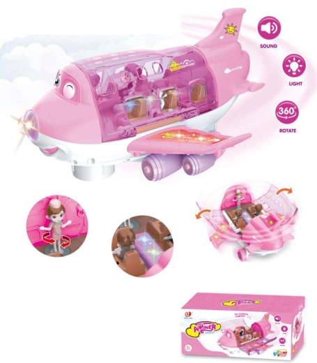 Aereo interattivo pieghevole rosa con bambole