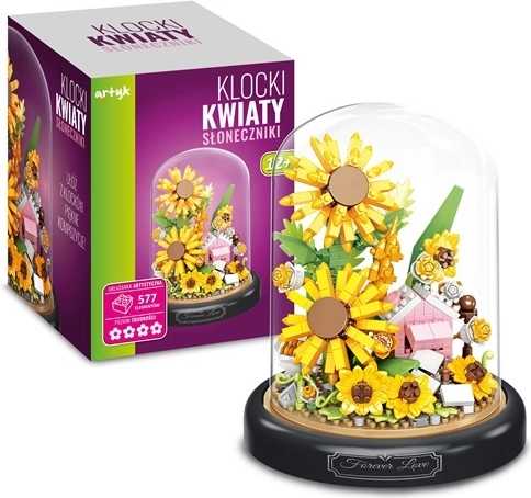Set di costruzione Girasole sotto cupola di vetro