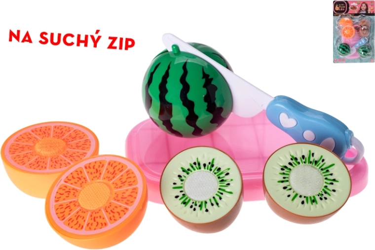Set di frutta di plastica con velcro e coltello per bambini