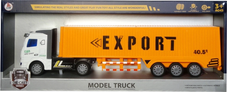 Camion bisarca con container – parti in metallo, pull-back