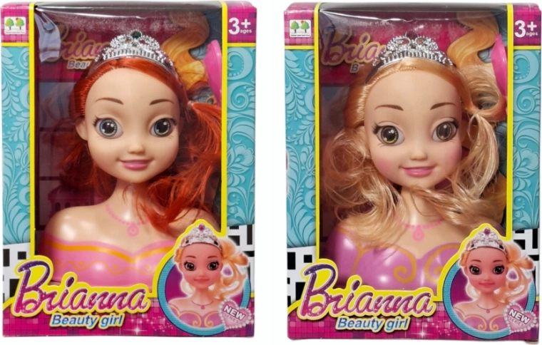 Testa di bambola da pettinare con capelli lunghi
