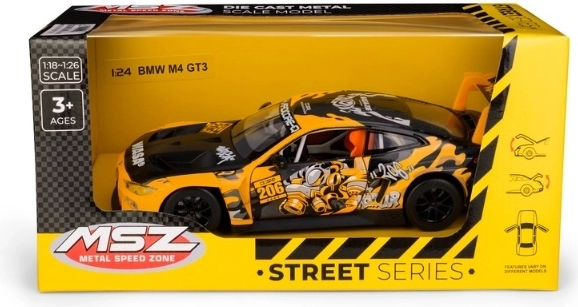 MSZ BMW M4 GT3 with WASA modello di auto giallo 1:24