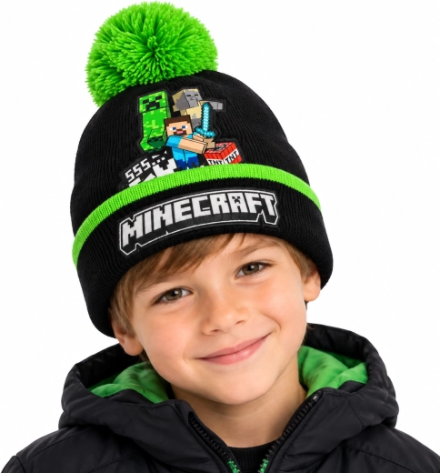 Cappello invernale per bambini Minecraft Creeper con pompon