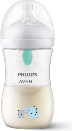 Biberon per bambini Philips Avent Natural Response con valvola AirFree 260 ml, 1m+, motivo elefante