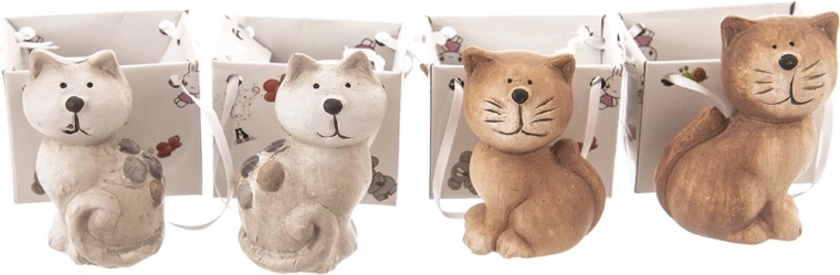 Decorazione in ceramica a forma di gatto in bustina (mix di 4 varianti)