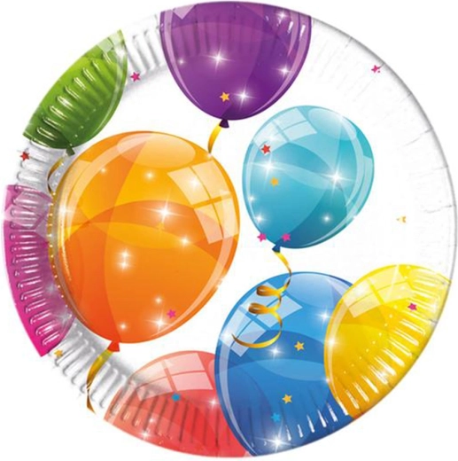 Piatti di carta con palloncini, 20 cm, 8 pz
