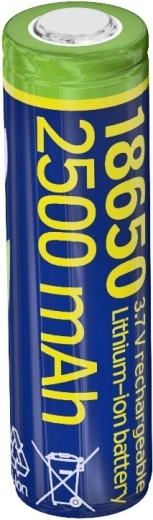 Accumulatore Li-ion 18650 3,7 V 2500 mAh (10C) con poli piatti