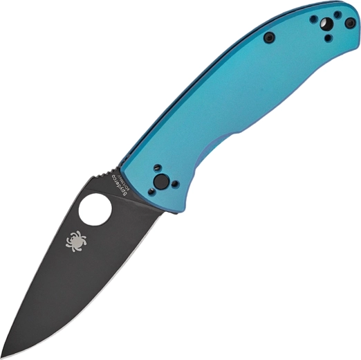 Coltello pieghevole Spyderco Tenacious Blue, manico in titanio, lama nera 8,5 cm