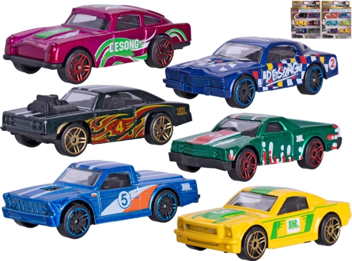 Macchinine in metallo da 7 cm a ruota libera – set di 6 pezzi