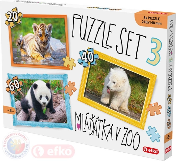 Puzzle EFKO 3 in 1 cuccioli allo zoo 21 x 15 cm