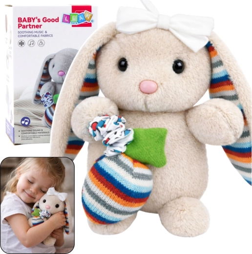 Morbido coniglietto di peluche con carillon – doudou beige confortevole per neonati