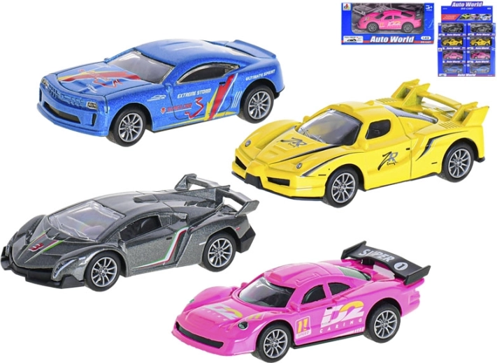 Macchinina sportiva in metallo 1:43 con meccanismo a retrocarica, 10 cm