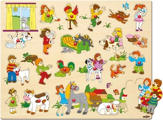 Puzzle a incastro in legno Woody con impugnature, 21 pezzi