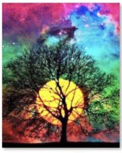 Mosaico diamantato (diamond painting) Drzewo – cielo notturno 30 × 40 cm