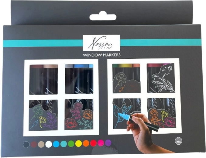 Pennarelli a gesso per finestre GRAFIX – set da 12 colori