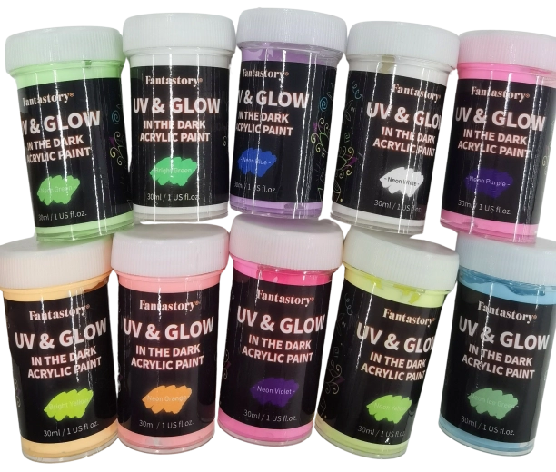 Colori acrilici che brillano al buio – set da 10 colori