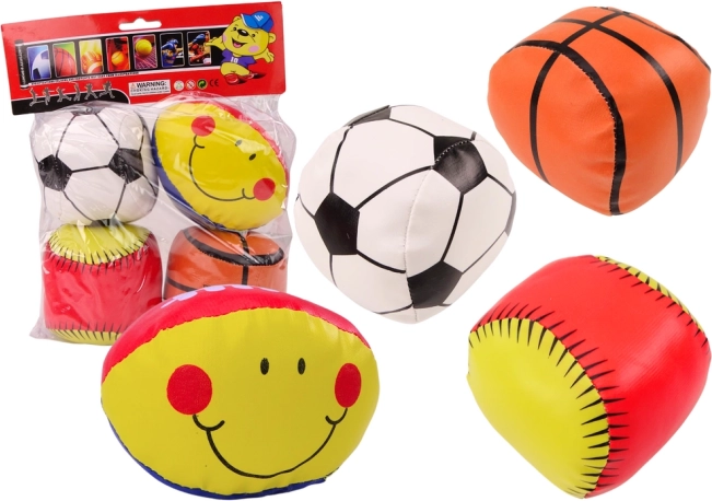Palloni sportivi morbidi per bambini – calcio, basket, baseball e rugby, set da 4 pezzi