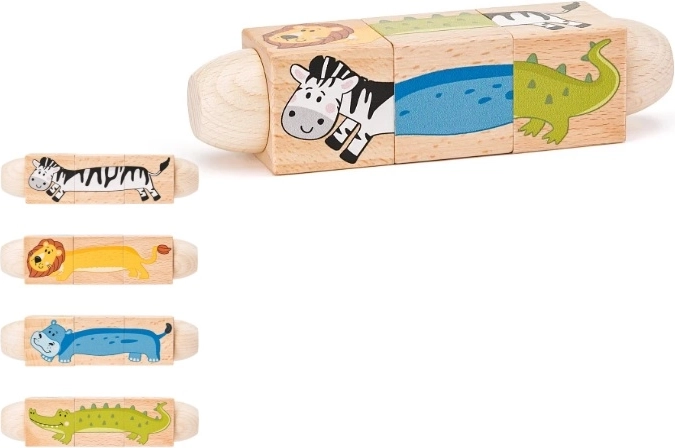 Puzzle girevole in legno Woodyland Twist con animali