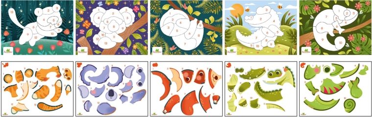 Pockets adesivi per numeri – animali misteriosi