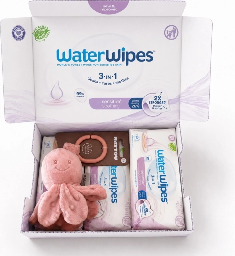 WaterWipes Soothing Clean 3v1 salviettine umidificate 4×60 pz (240 pz) + polipetto vibrante Nattou gratis