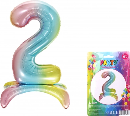 Palloncino gonfiabile in foil numero 2 arcobaleno 80 cm