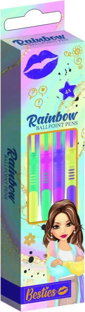Penna a sfera Besties arcobaleno 4 pz