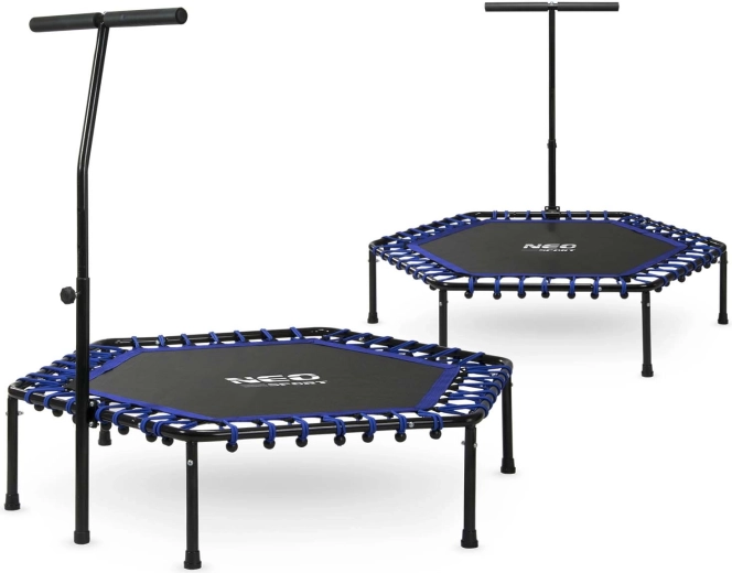 Trampolino fitness Neo-Sport con manubrio 127 cm esagonale blu