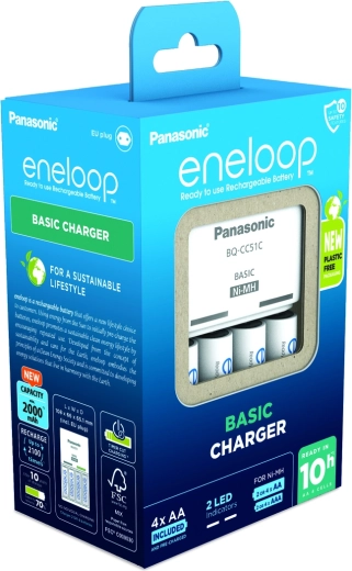 Caricabatterie Panasonic Eneloop EKO BQ-CC51 + batterie ricaricabili AAA (4 pz)