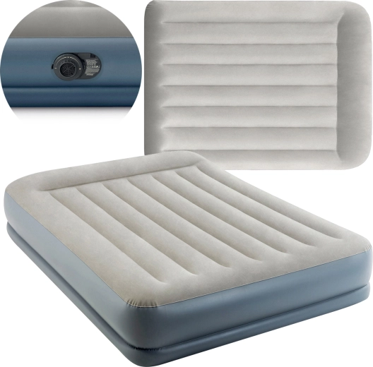 Letto gonfiabile in velluto INTEX Pillow Rest Mid-Rise, matrimoniale con pompa elettrica 203 × 152 × 30 cm