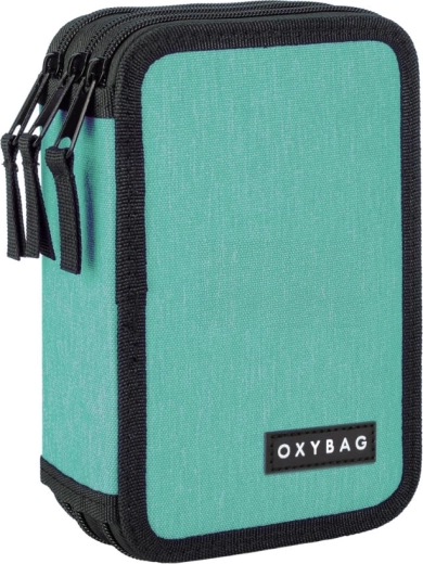 Astuccio scolastico a tre scomparti Unicolor menta vuoto