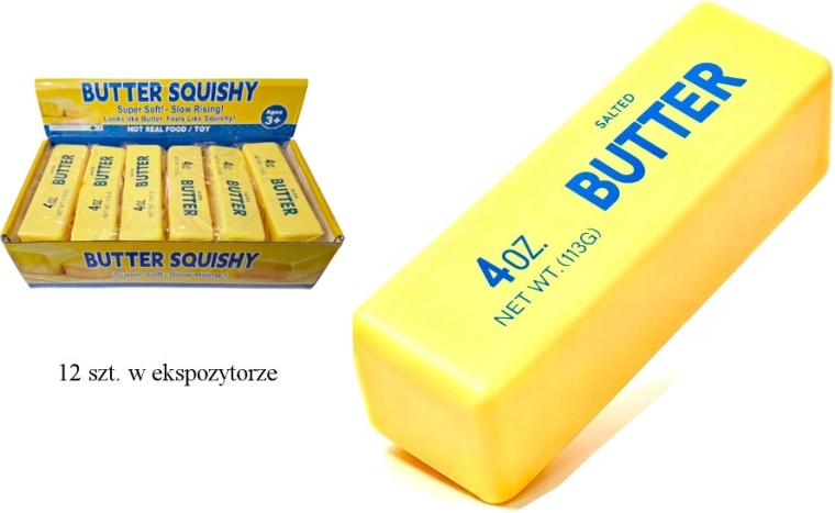 Gadget antistress da schiacciare a forma di burro, giallo 13 cm