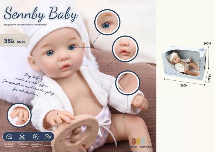 Bambola di stoffa bebè con cuffietta Jagoda 32 cm