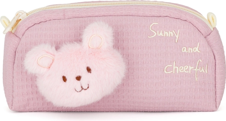 Astuccio per bambini in peluche a forma di orsetto rosa