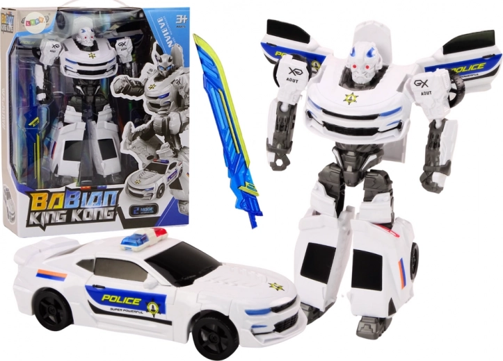 Auto-Robot 2in1 auto della polizia trasformabile bianca