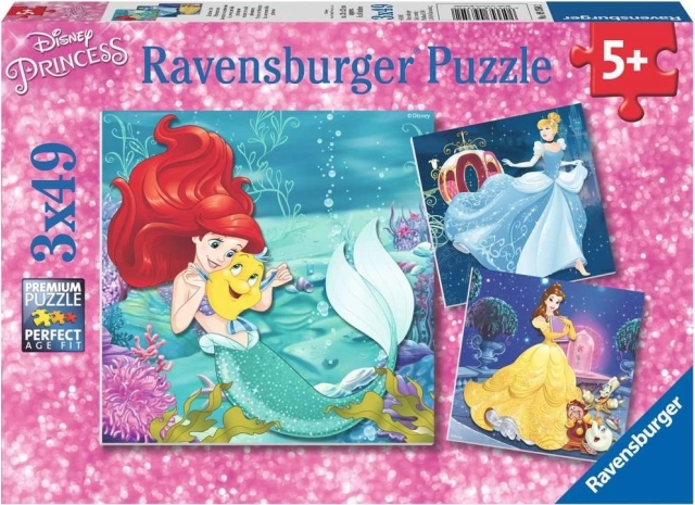 Puzzle Ravensburger Principesse Disney – Serata con le principesse, 3×49 pezzi