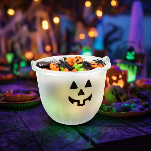 Secchiello decorativo di Halloween con motivo zucca o fantasma - 1 pezzo