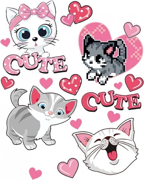 Adesivi termoadesivi con gattini carini – foglio grande 20 × 30 cm