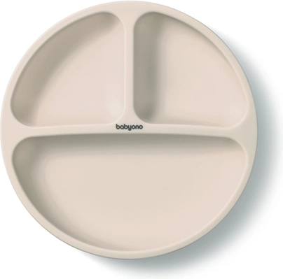 BabyOno piatto divisorio in silicone con ventosa beige 6m+