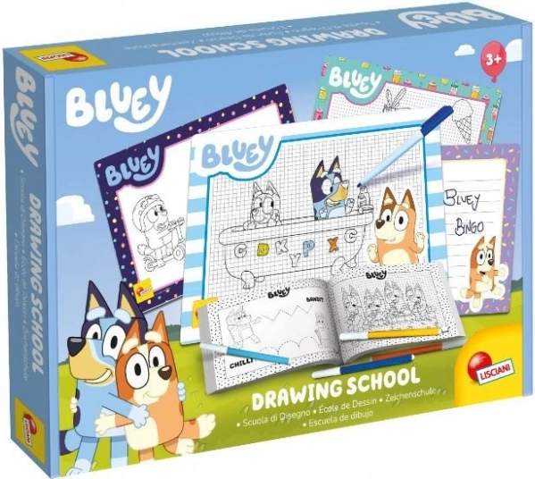 Scuola di disegno BLUEY – set creativo con quaderno e 4 lavagnette cancellabili