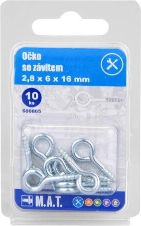 Occhiello chiuso con filettatura 16 × 6 × 2,8 mm, zinco (10 pz)
