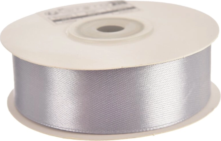 Nastro decorativo in raso color argento 25 mm, 25 m