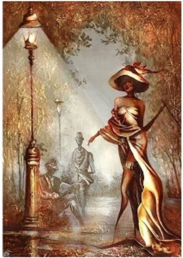 Norimpex pittura con diamanti donna con cappello 30 × 40 cm